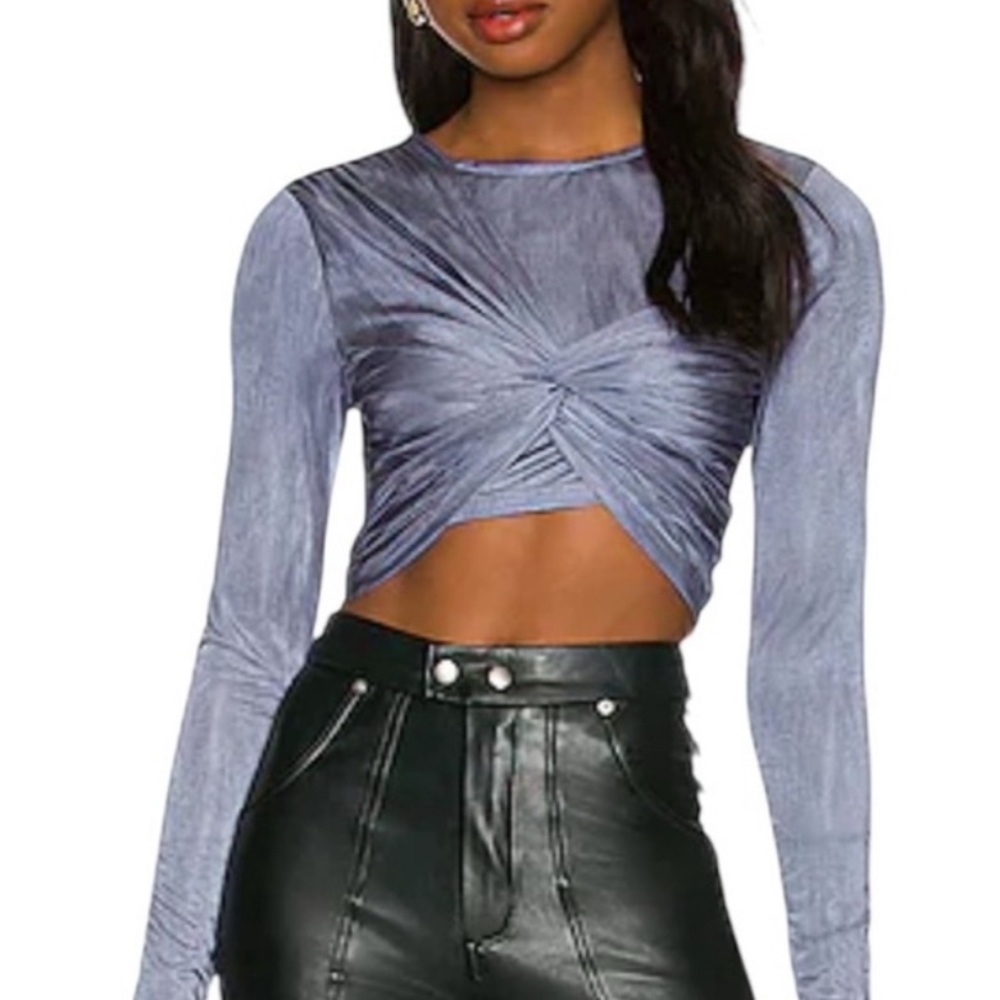 NWT, Superdown Wrap Top in Slate